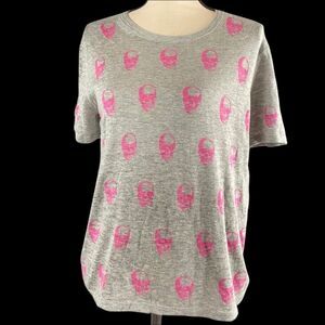 Skull Cashmere Gray and Pink Skull Shirt